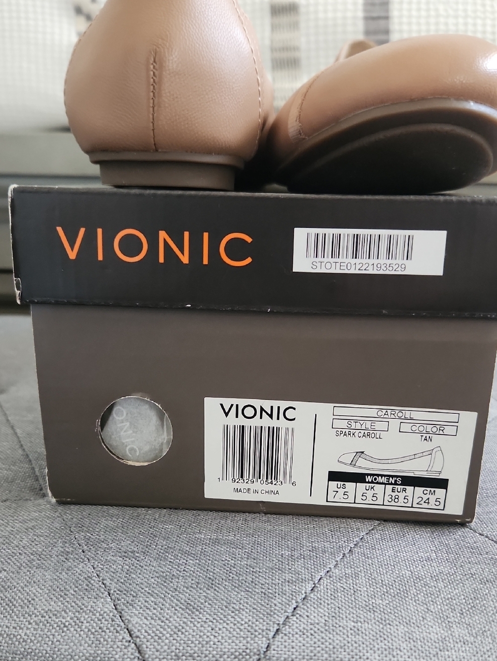 Vionic Spark Caroll Tan Leather Flats